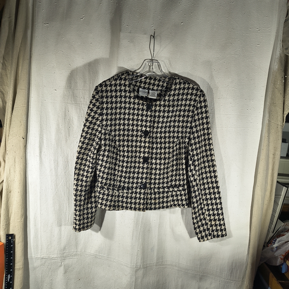 Miss Selfridge England Women's Size Large Houndstooth Black and White Jacket